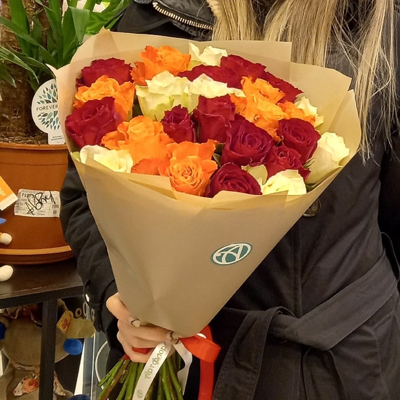 Букет из 25 роз микс 50 см (Кения)