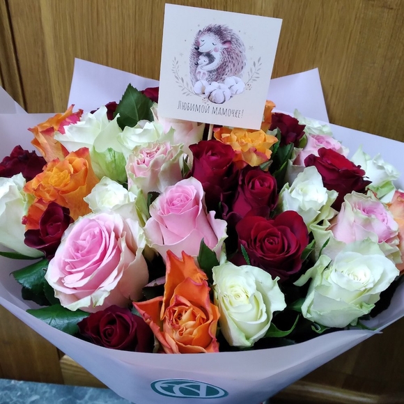 35 роз микс 50 см (Кения)