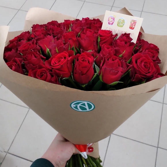 Букет из 51 красной розы 35 см (Кения)