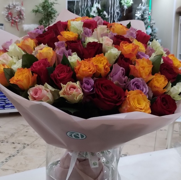 Букет из 75 роз микс 50 см (Кения)