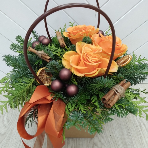 Новогодняя сумочка с красными кенийскими розами - S