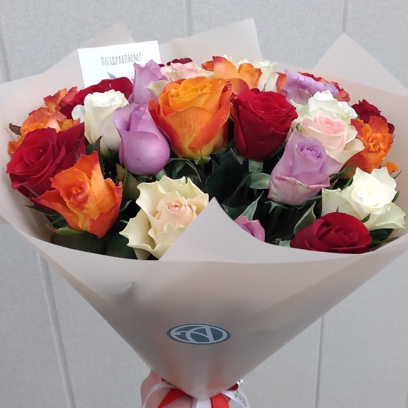 Букет из 25 роз микс 50 см (Кения)