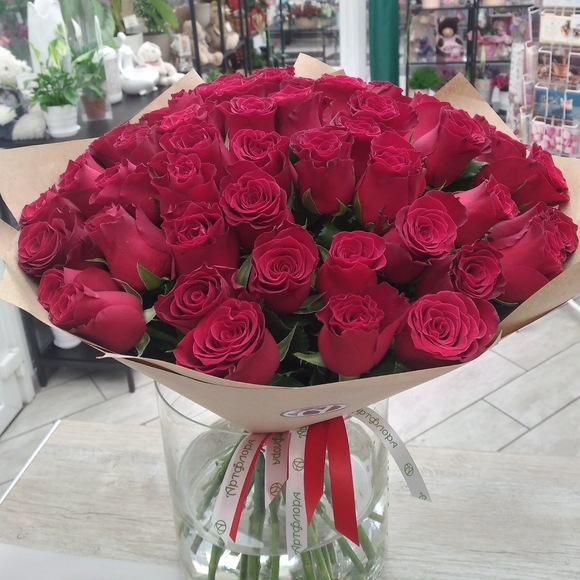 Букет из 51 красной розы 35 см (Кения)
