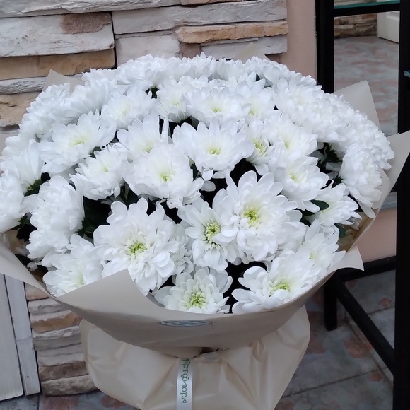 Букет из 9 белых кустовых хризантем