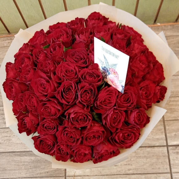 Букет из 51 красной розы 35 см (Кения)