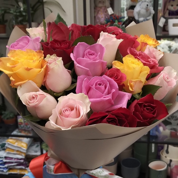 Букет из 25 роз микс 50 см (Кения)