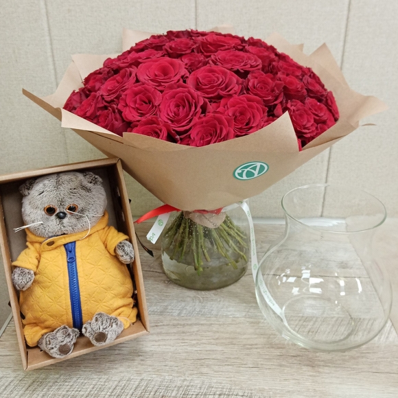 Букет из 51 красной розы 35 см (Кения)