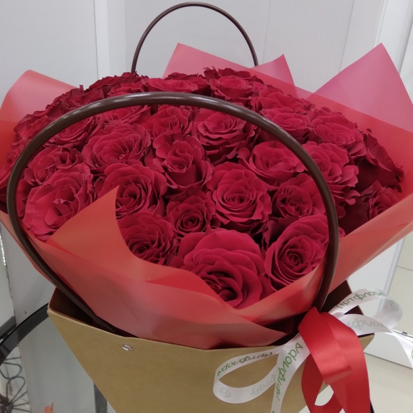 Цветочная сумочка с красными розами - L