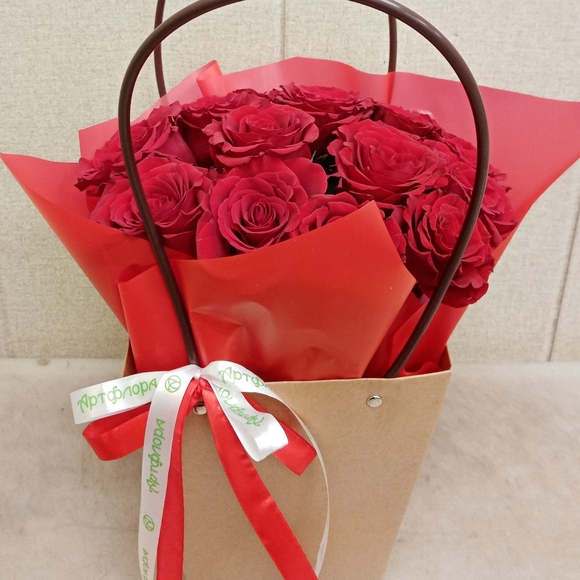 Цветочная сумочка с красными розами - S