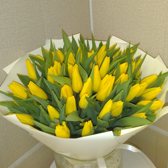 Букет из 51 желтого тюльпана