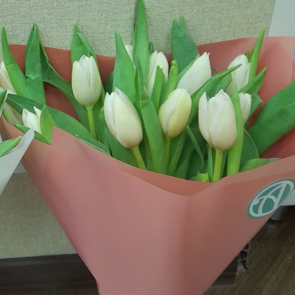 Букет из 15 белых тюльпанов