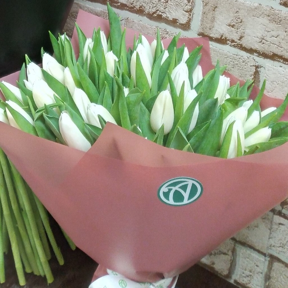 Букет из 51 белого тюльпана