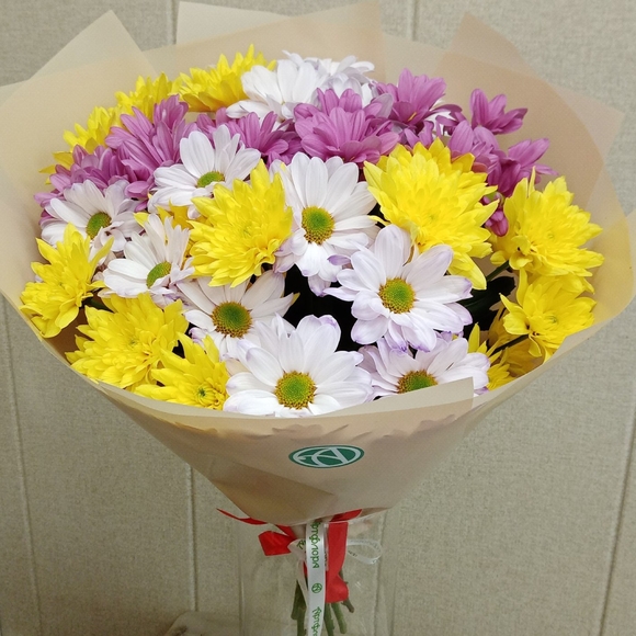 Букет из 9 кустовых хризантем микс