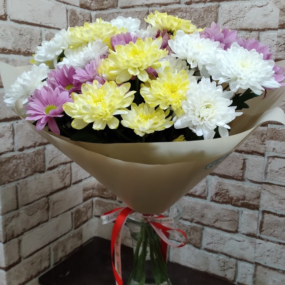 Букет из 9 кустовых хризантем микс