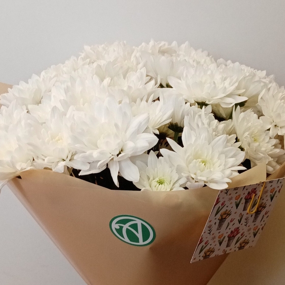 Букет из 9 белых кустовых хризантем