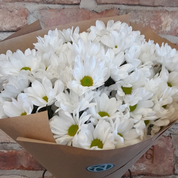 Букет из 9 белых кустовых хризантем