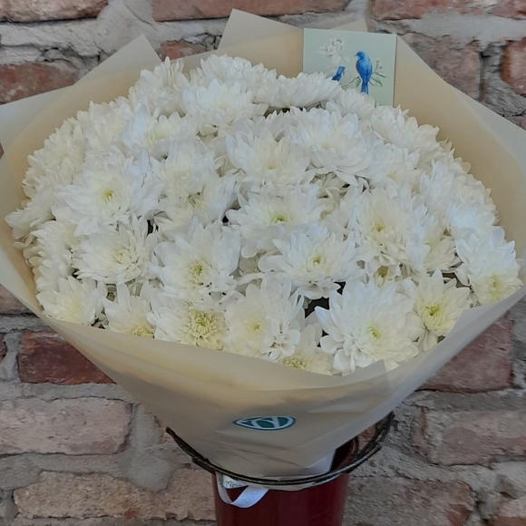 Букет из 9 белых кустовых хризантем