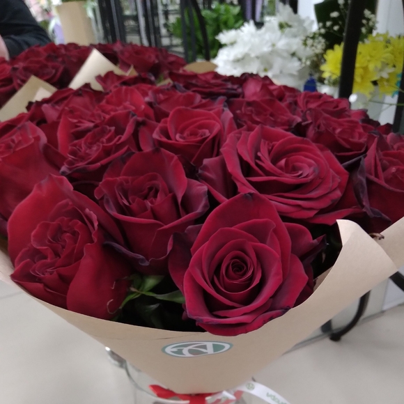 Букет из 15 красных роз 50 см (РФ)