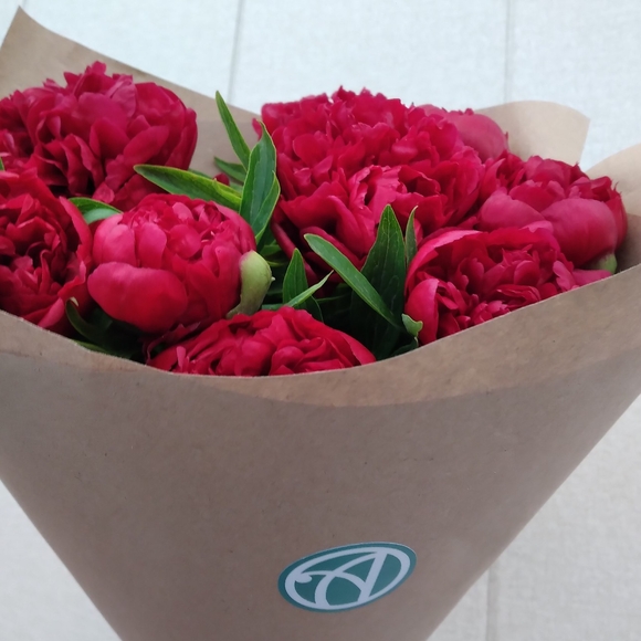 Букет из 7 бордовых пионов (Россия)
