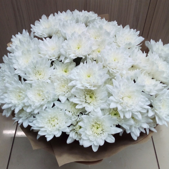 Букет из 9 белых кустовых хризантем