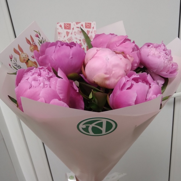 Букет из 7 малиновых пионов (Россия)