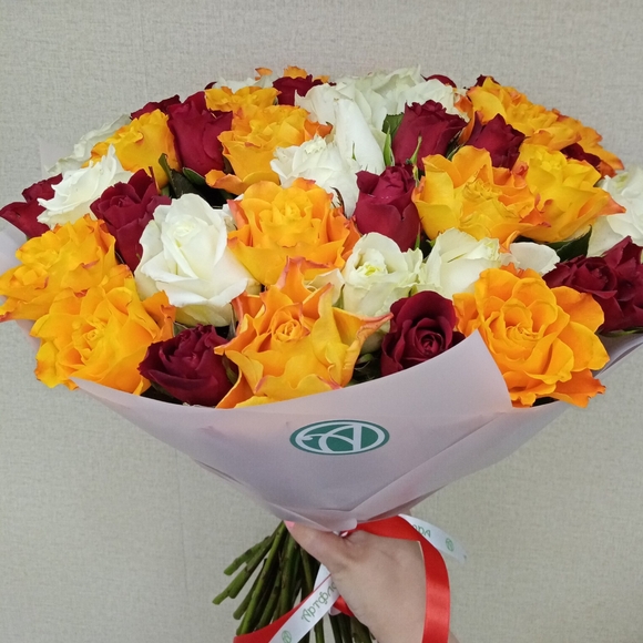 Букет из 51 розы микс 50 см (Кения) 