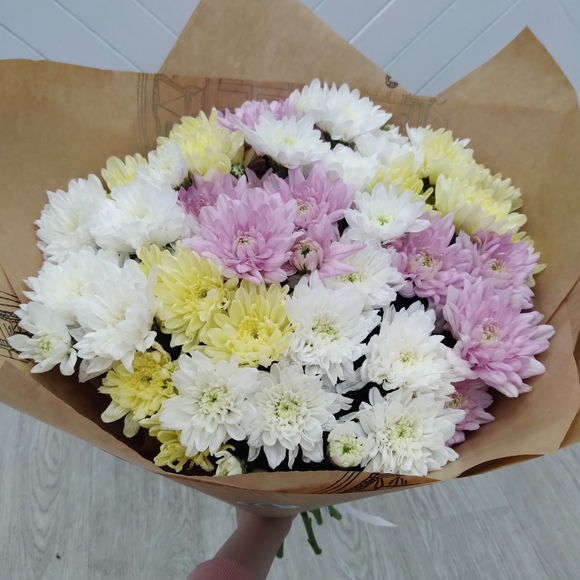 Букет из 9 кустовых хризантем микс