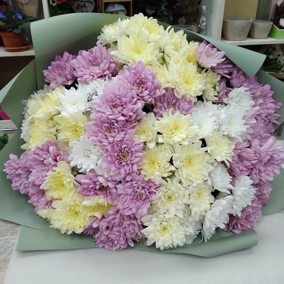 Букет из 25 кустовых хризантем микс
