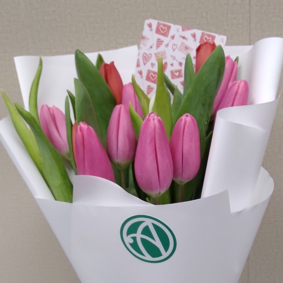11 тюльпанов микс в корейской упаковке