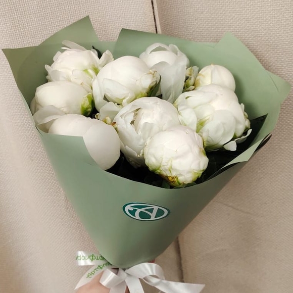 Букет из 9 белых пионов (Голландия) 