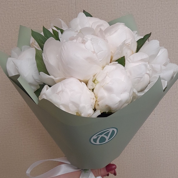 Букет из 9 белых пионов (Голландия) 