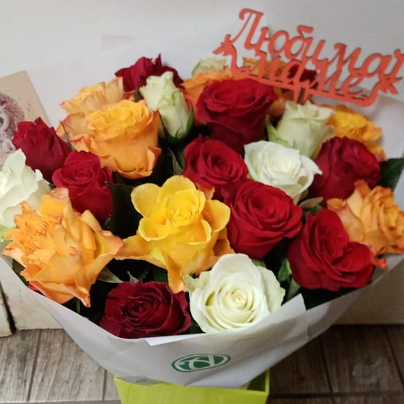 Букет из 25 роз микс 50 см (Кения)