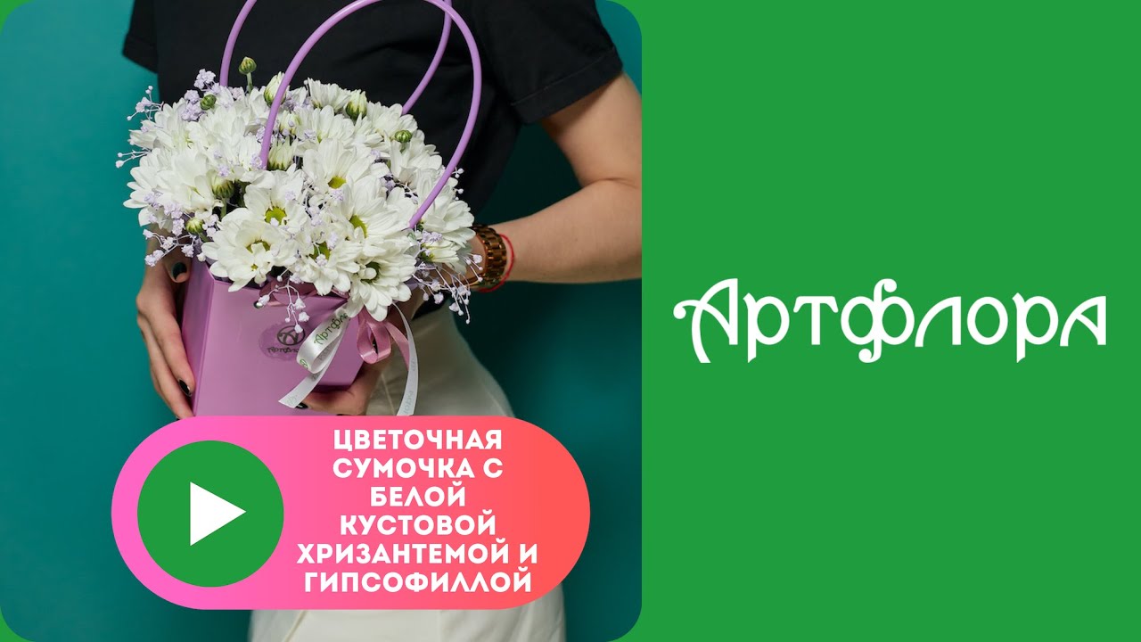 Embedded thumbnail for Цветочная сумочка с белой кустовой хризантемой и гипсофилой